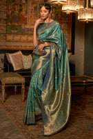 Rama Silk Saree with  Jacquard Woven Work