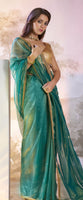 Rama Twill Net Solid Fancy Designer Bollywood Style Saree
