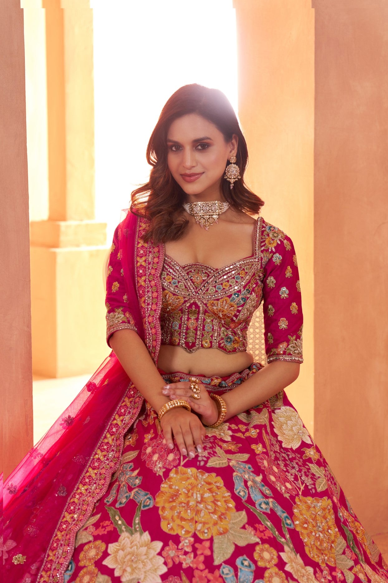 Rani Dola Silk Mirror Work Designer Bridal Lehenga Choli