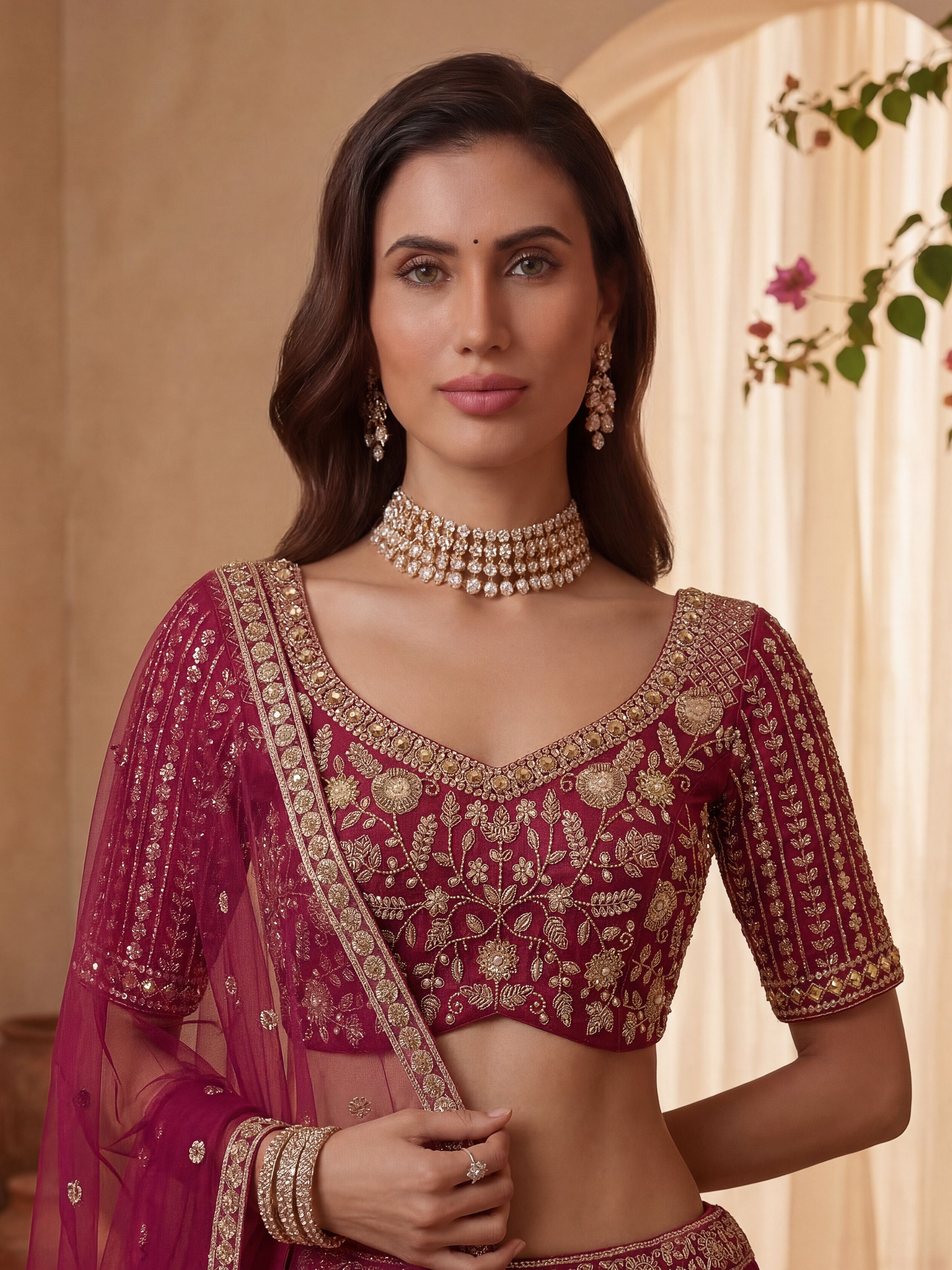 Rani Pink Gadhwal Silk Lehenga Choli With Hand Work With Sequins Heavy Embroidery Work
