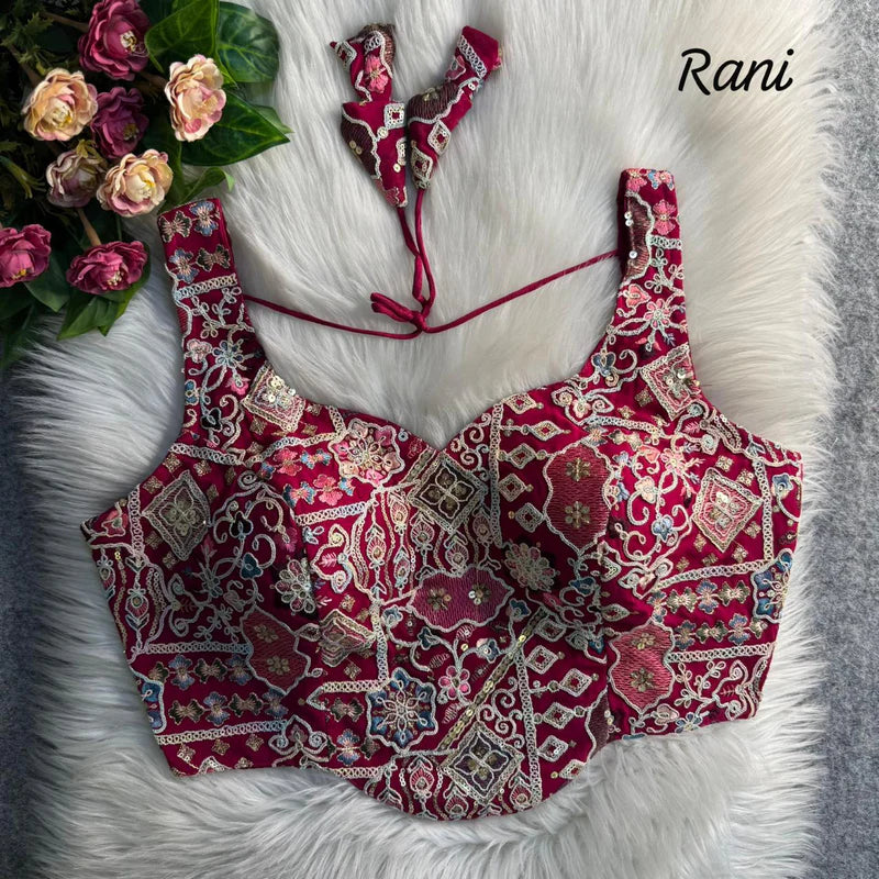 Rani Pink Luxe Corset Sequins Embroidered Blouse  Fox Georgette Partywear