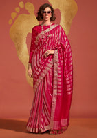 Rani Pink Pure Viscose Handloom Silk Saree With  Jacquard Woven Work