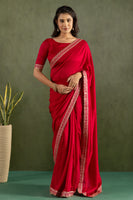 Red Chiffon Ready To Wear Saree For Graceful Bollywood Style Saree