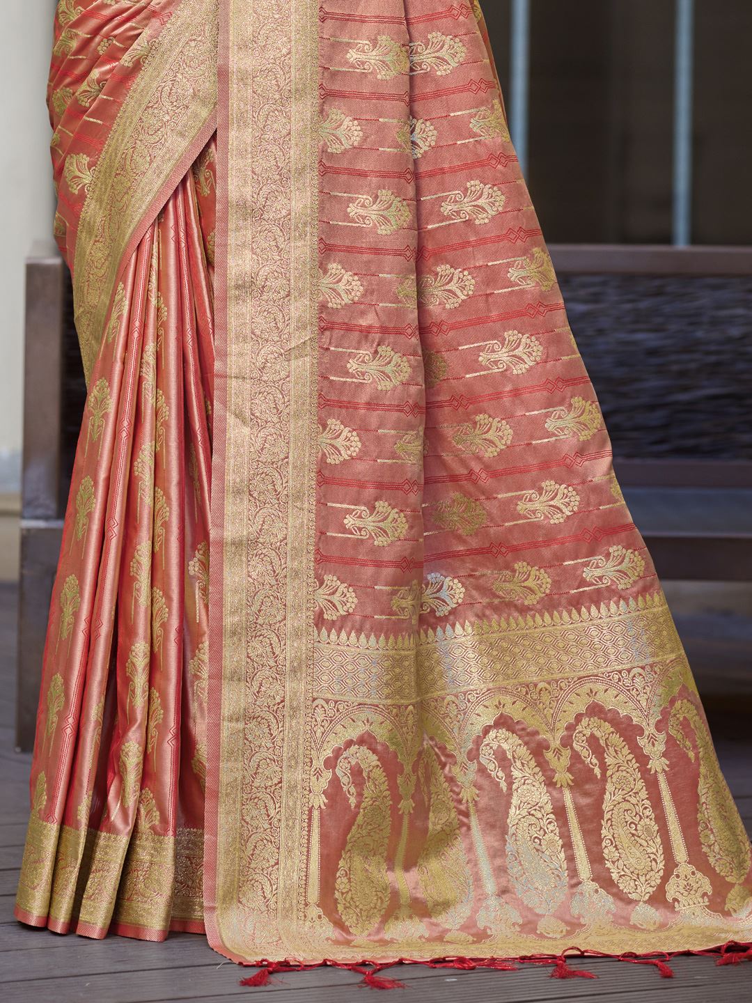 Red Color Satin Silk Classic Saree