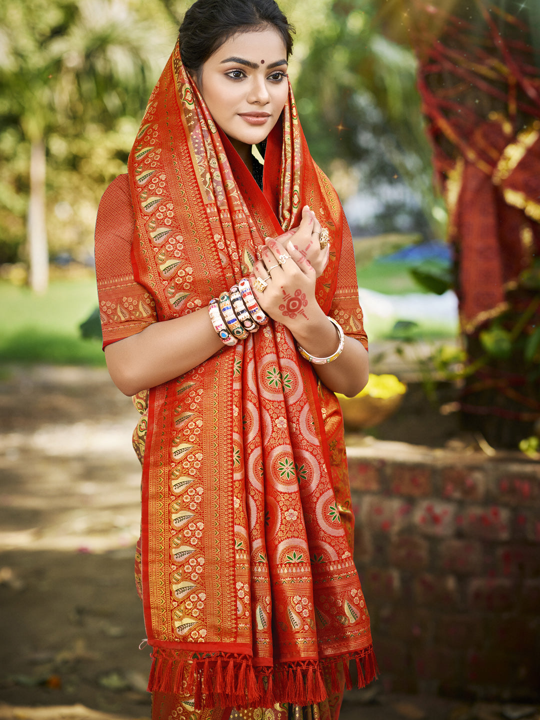 Red Dharmavaram Saree With Heritage Vibes and Modern Appeal