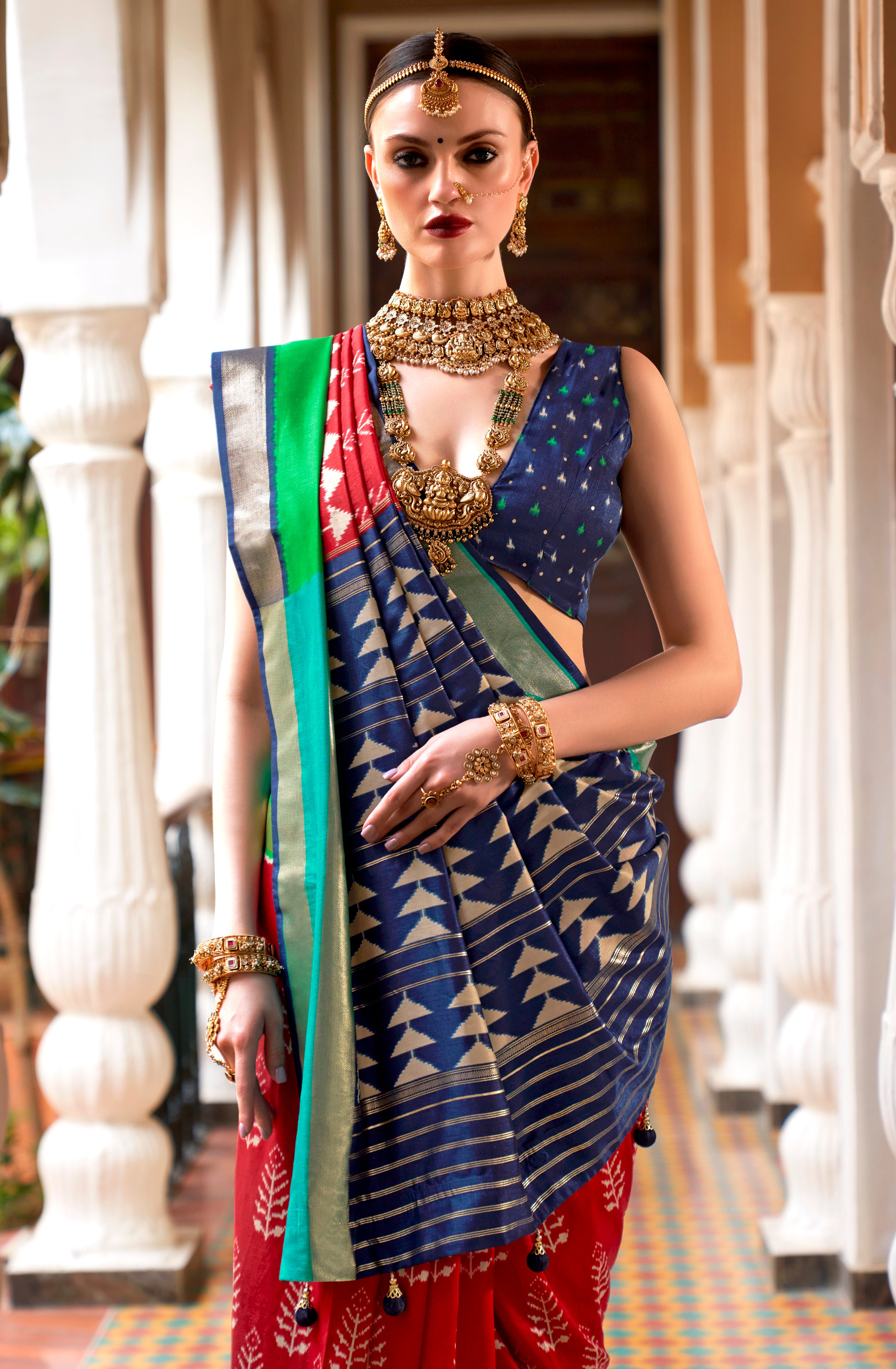 Red Patola Silk Saree with  Printed