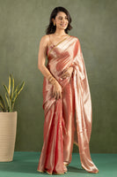 Rose Gold Chiffon Ready To Wear Designer Solid Partywear Saree
