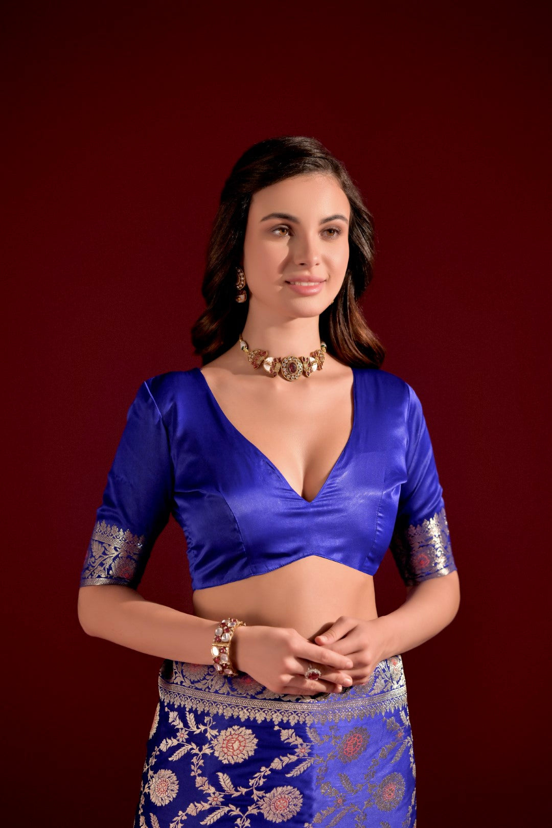 Royal-Blue Banarasi Silk Saree with Jal and Zari Pallu