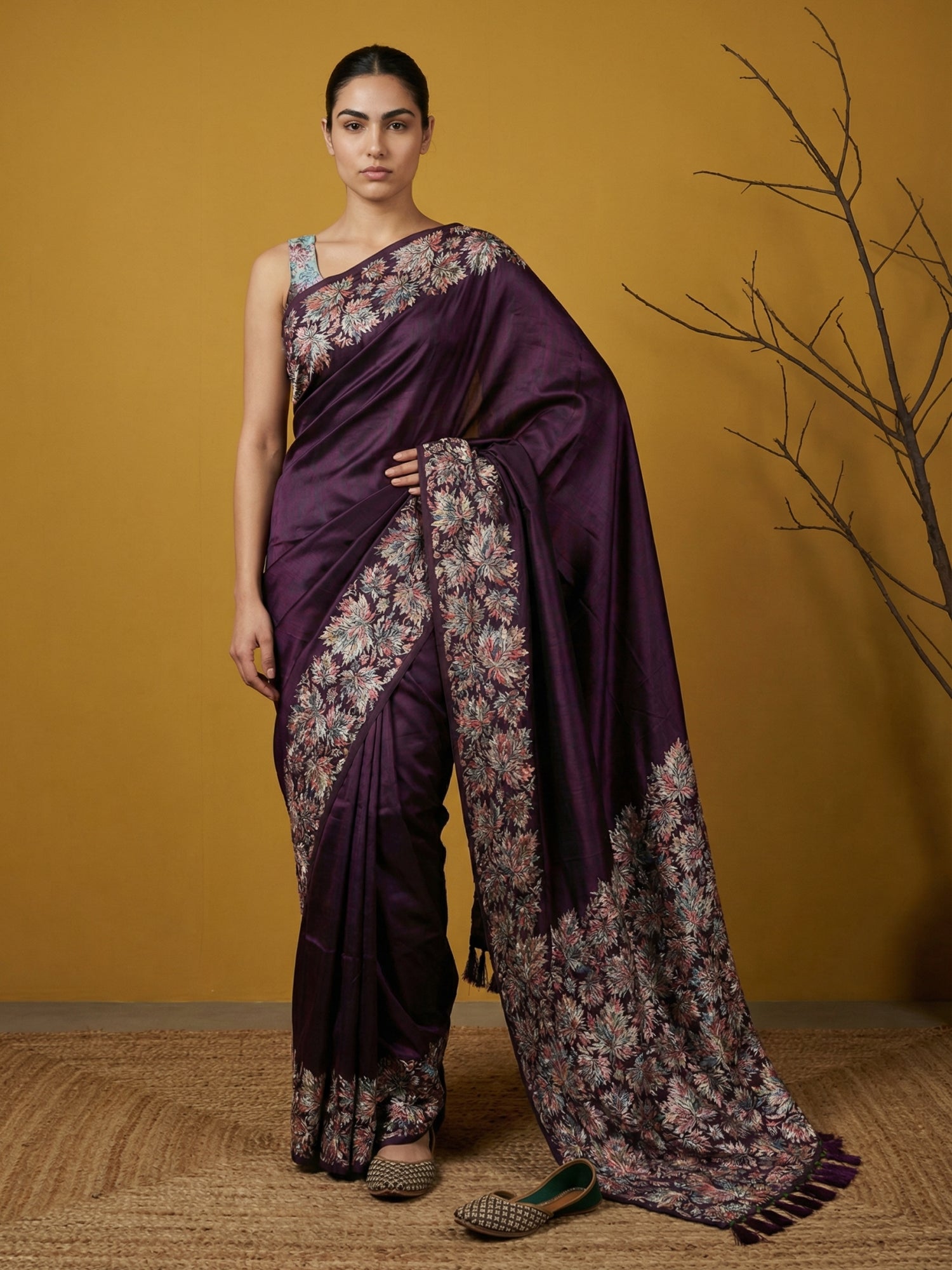 Royal Wine Soft Silk Saree with Traditional Printed Woven Pattern
