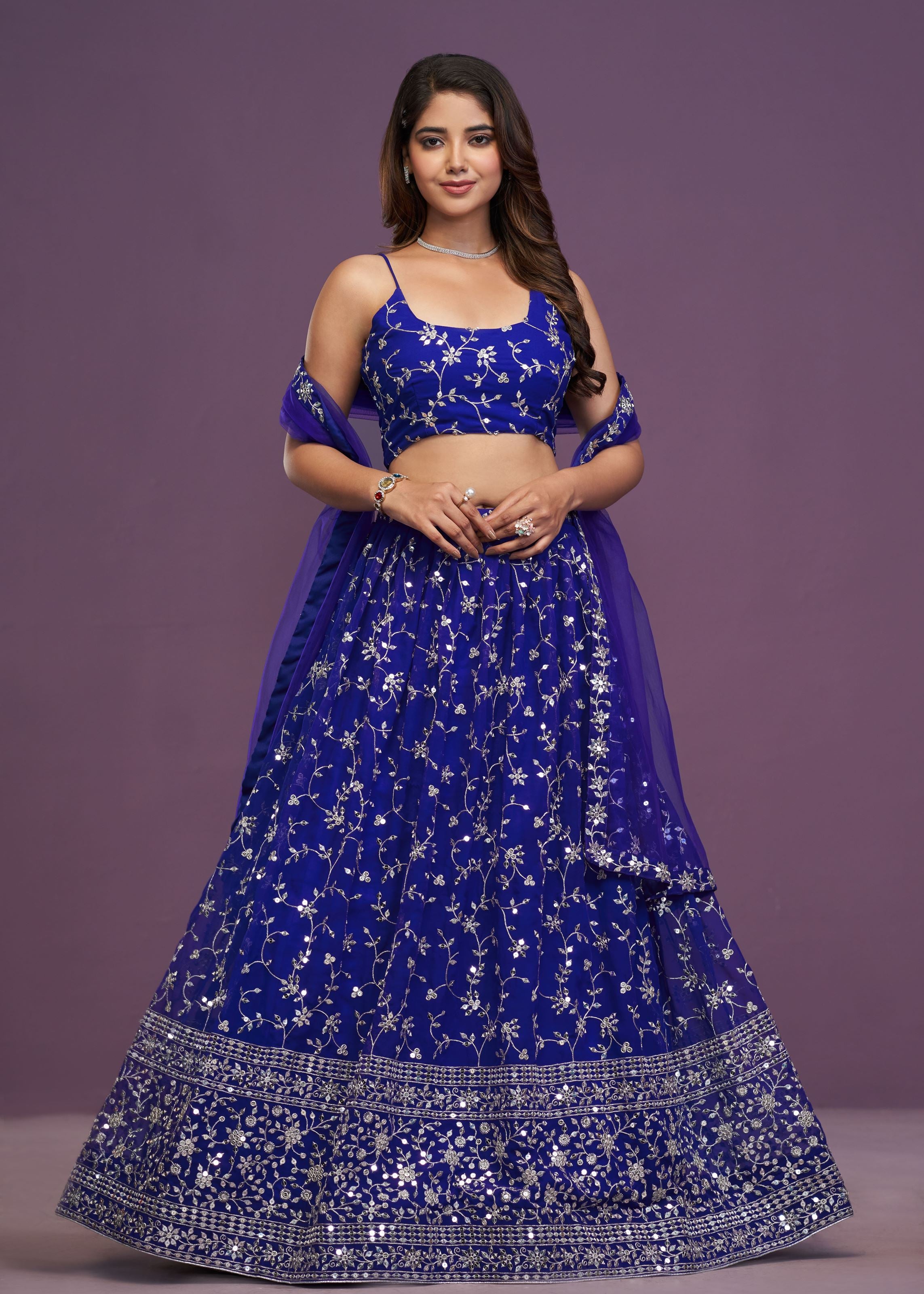 Royalblue  Georgette Sequence Embroidery Work Lehenga Choli