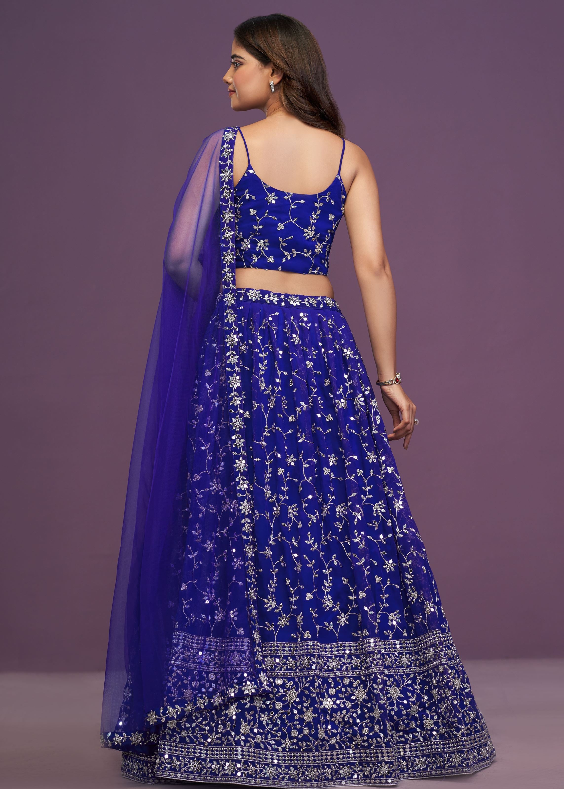 Royalblue  Georgette Sequence Embroidery Work Lehenga Choli
