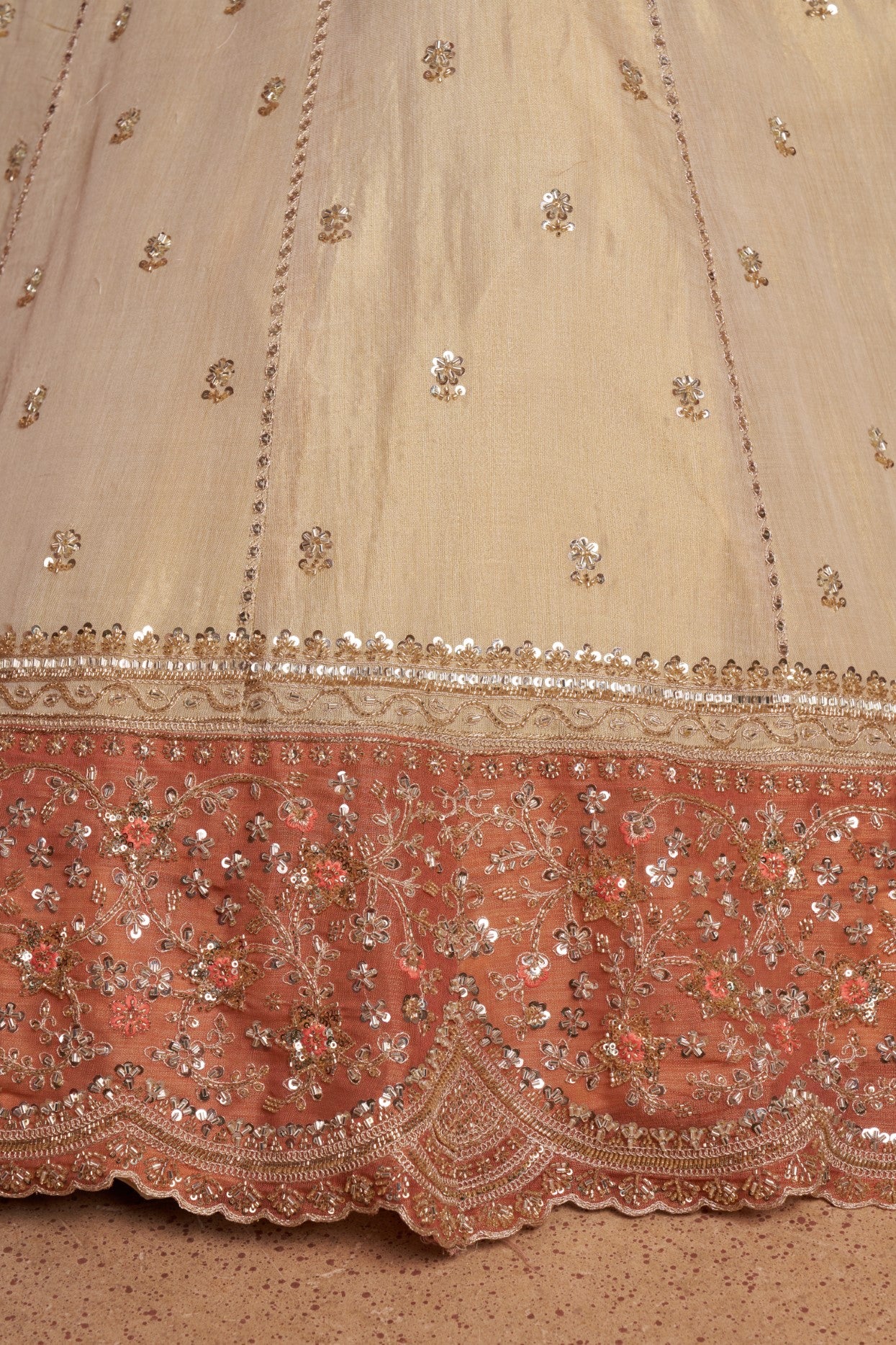Rust Kanjivaram Tissue Handcrafted Designer Lehenga Choli