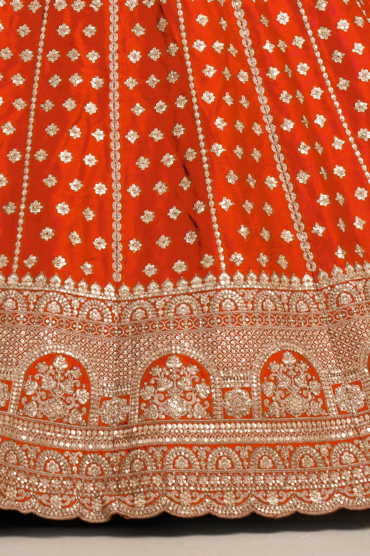 Rust Silk Double Dupatta Designer Bridal Lehenga Collection