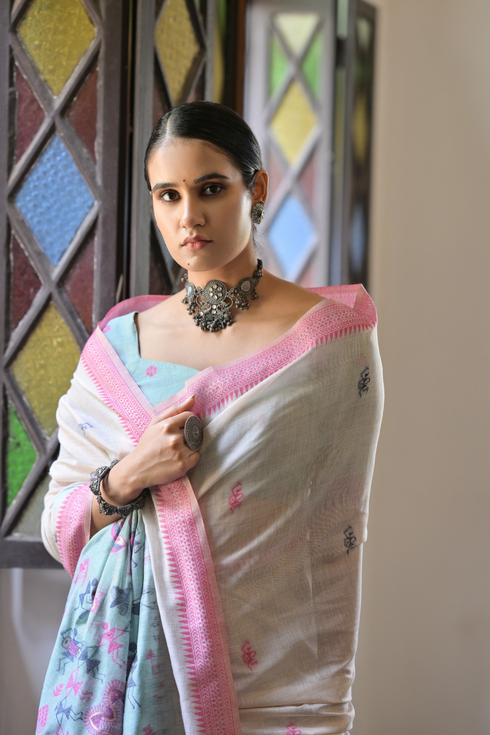 Sea Green Beautiful Muga Cotton Summer Special Festive Saree