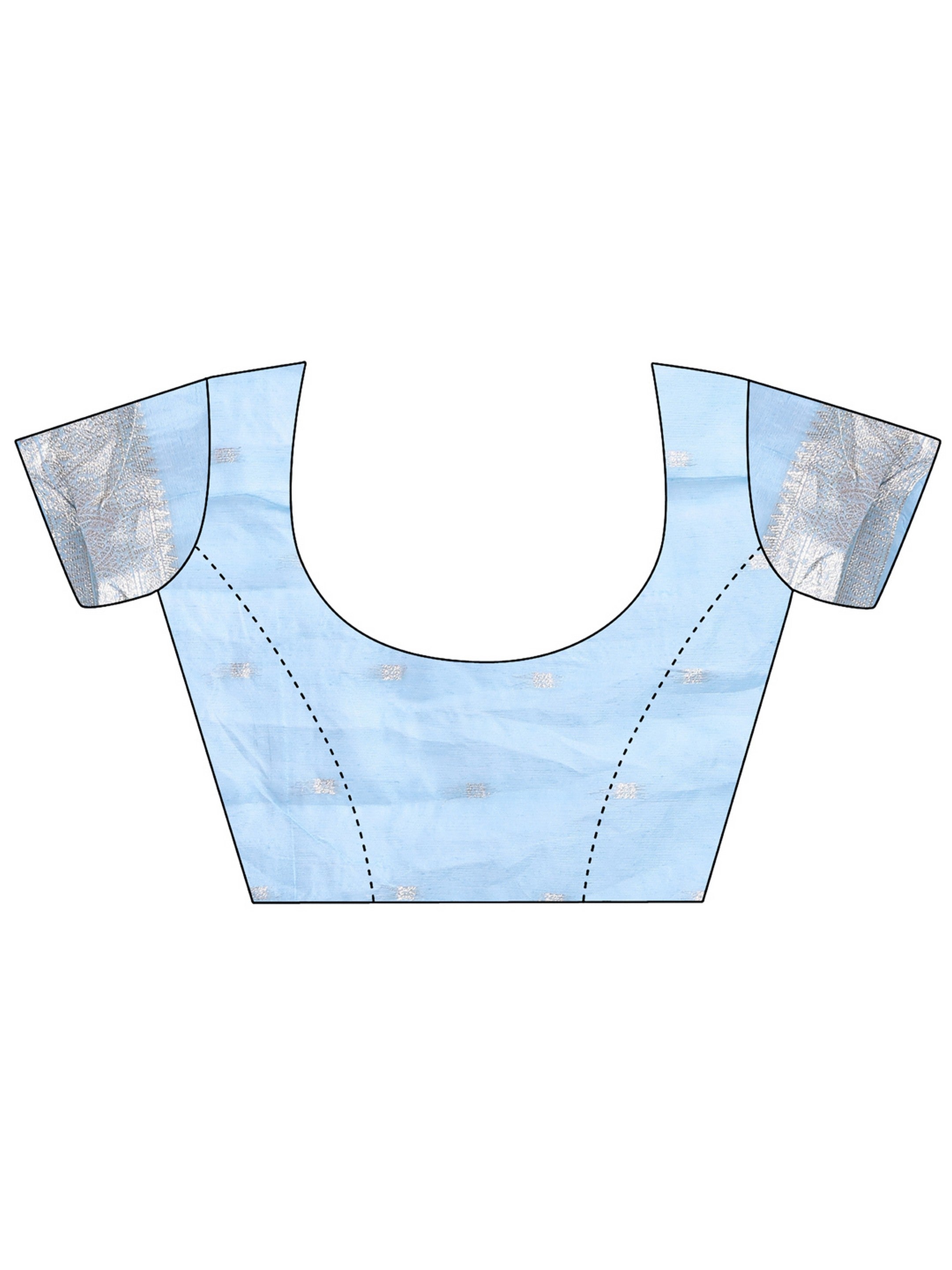 Sky Blue Linen Cotton Woven Jacquard Designer Ehtnic Partywear Girlie Looks Saree