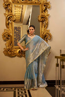 Sky blue Tissue Shimmer Saree with Zari Weaving & Sequins Lace