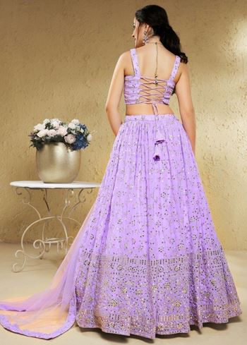 Spectacular Lavender Embroidered Georgette Bridesmaid Lehenga Choli