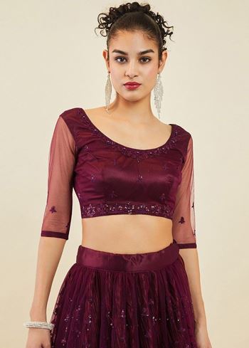 Stunning Purple Sequins Net Reception Wear Lehenga Choli With Dupatta