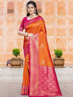 Sunlit Orange Colour Soft Silk Saree