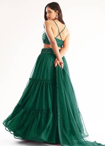 Sweet Green Georgette Reception Wear Lehenga Choli With Dupatta