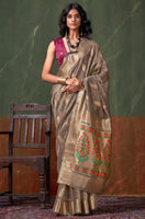 Teal Blue Color Tissue Silk Saree With  Jacquard Woven Work