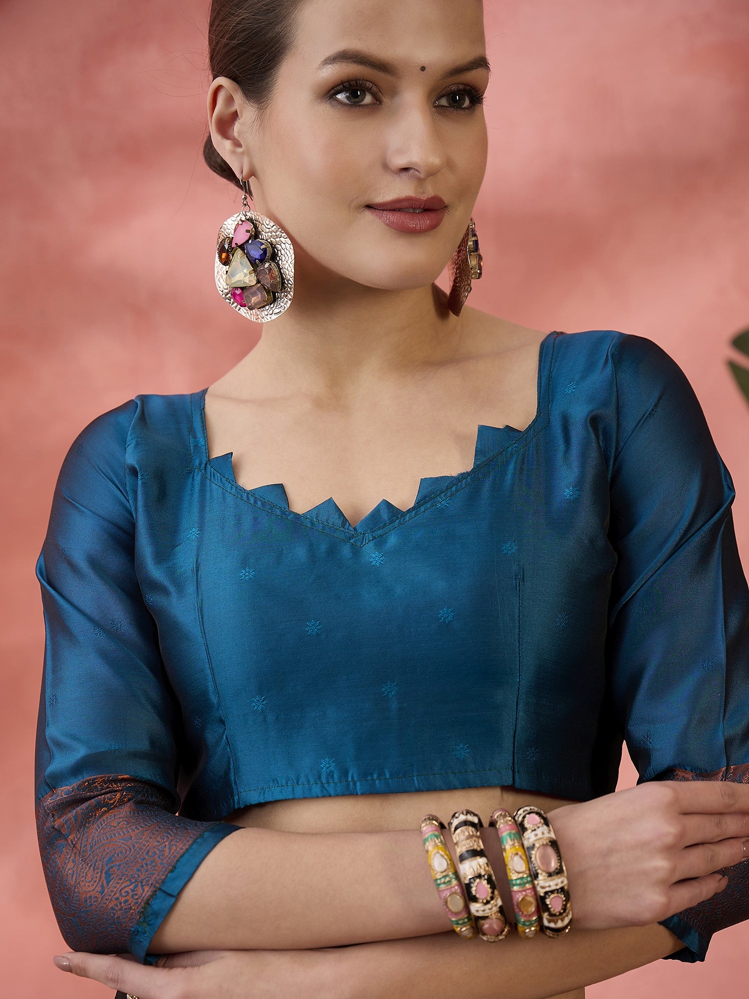 Teal Woven Jari Designer Silk Blended Saree For Festive Looks