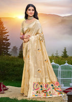 Timeless Cream Assam Silk Meenakari Festival Saree