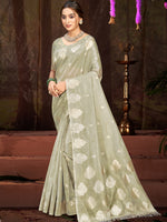 Traditional Peach Munga kota Festival Saree for Women
