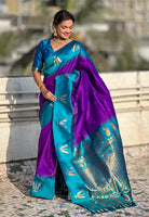 Traditional Woven Balaji Tilak Designer Woven Soft Silk Lavender Saree