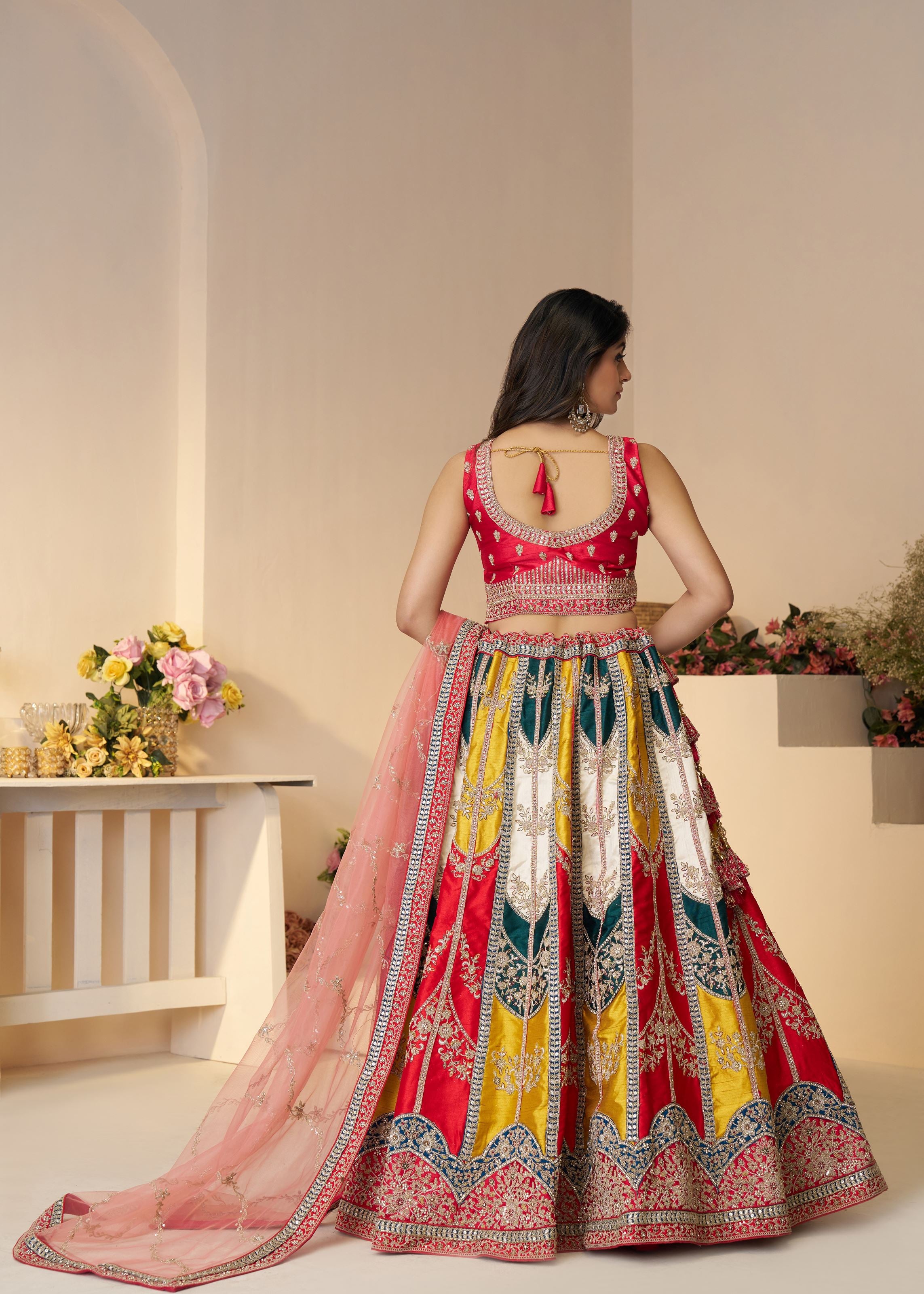 Vibrant Multicolor Zari Work Lehenga  Perfect Bridal & Haldi Lehenga