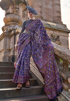 Violet Organza Handloom Saree With  Woven Work