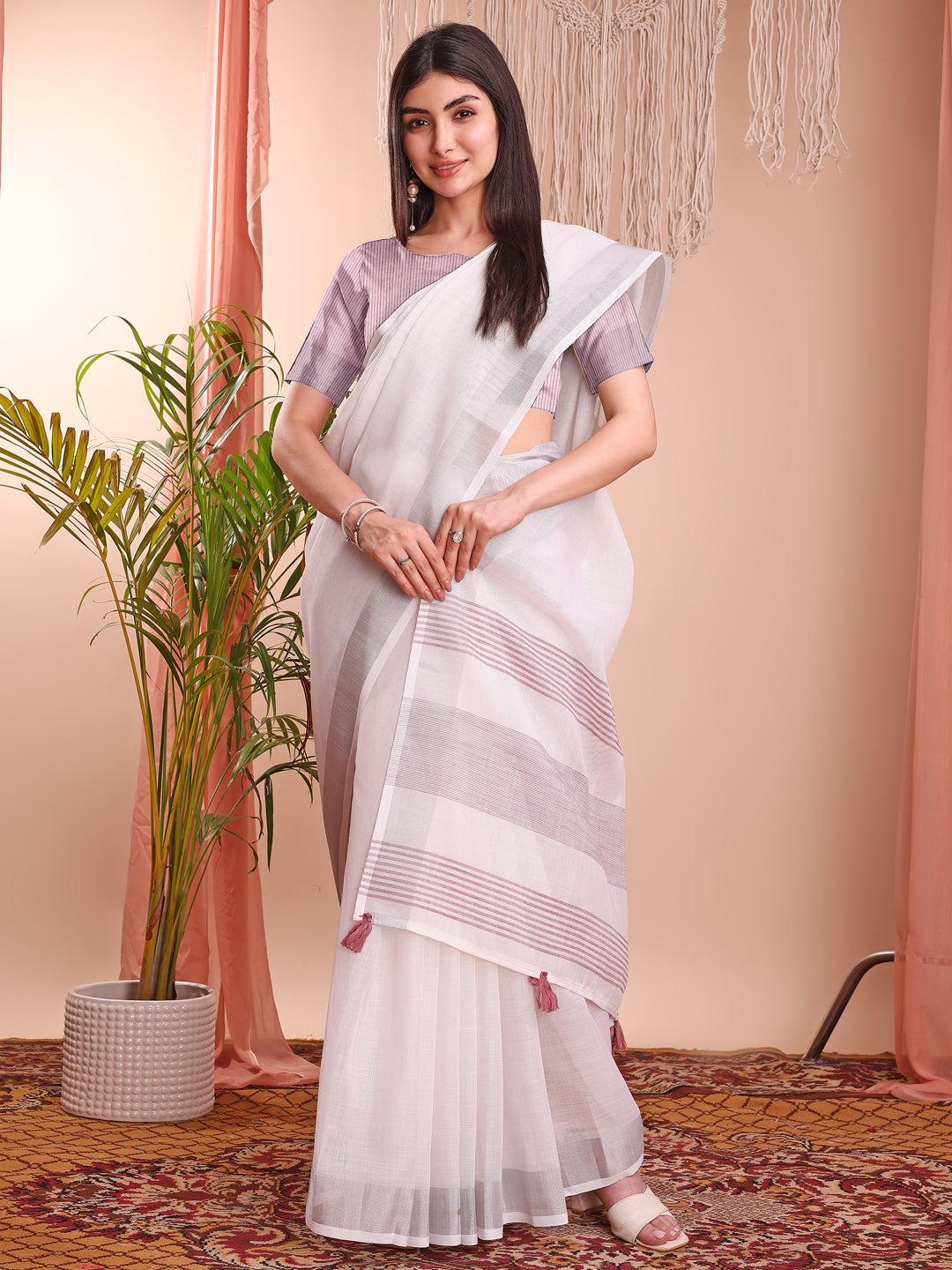 White Beautiful Summer Special Sophisticated Ethnic Saree