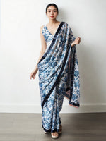 White Chinnon Partywear Printed Girlie Ready To Wear Saree