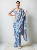 White Chinnon Partywear Printed Girlie Ready To Wear Saree