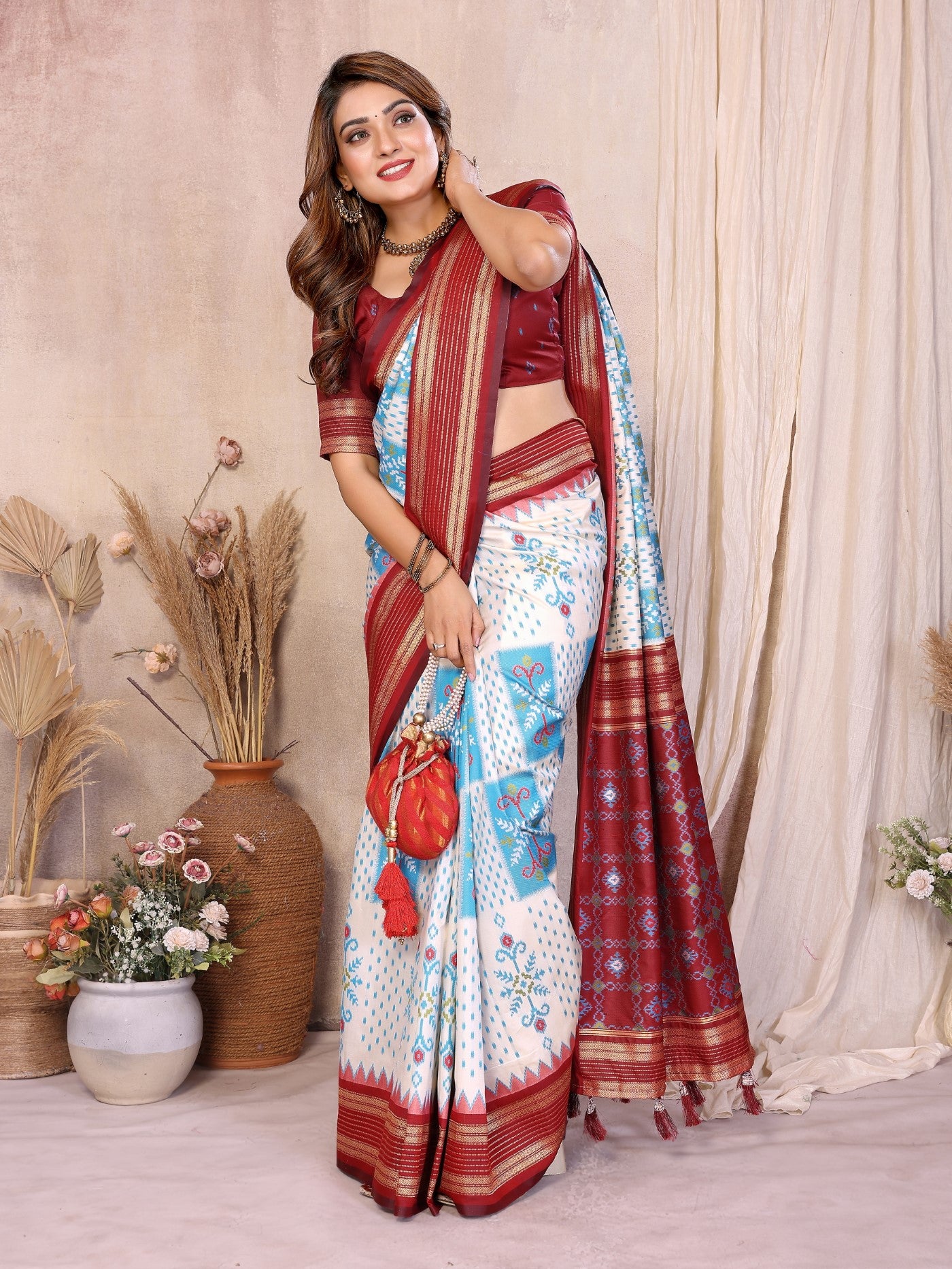 White Soft Silk Saree With Traditional Weaving