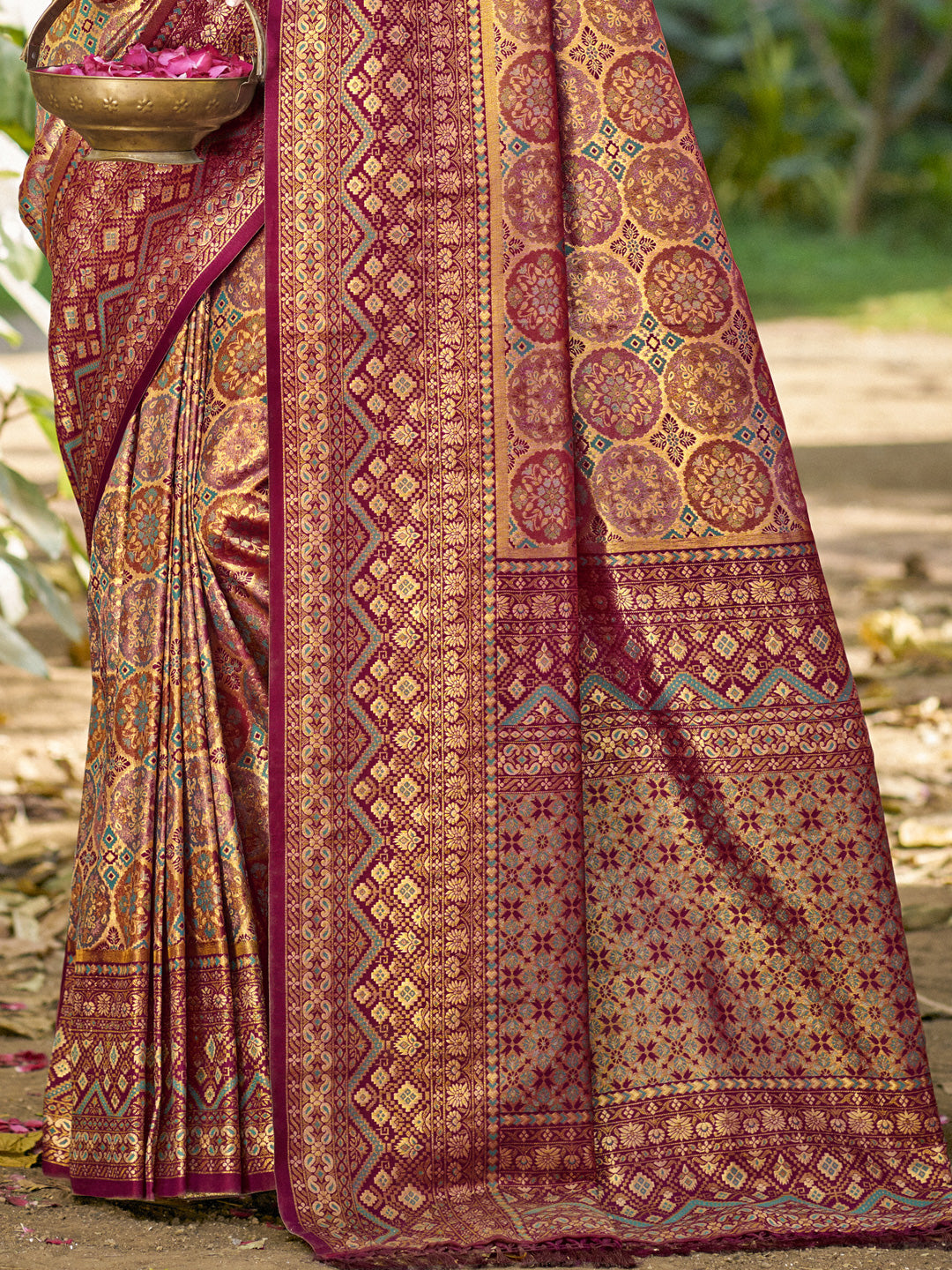 Wine Dharmavaram Silk Saree With Timeless Grace and Elegant Charm