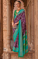 Wine PV Silk Saree with  Printed
