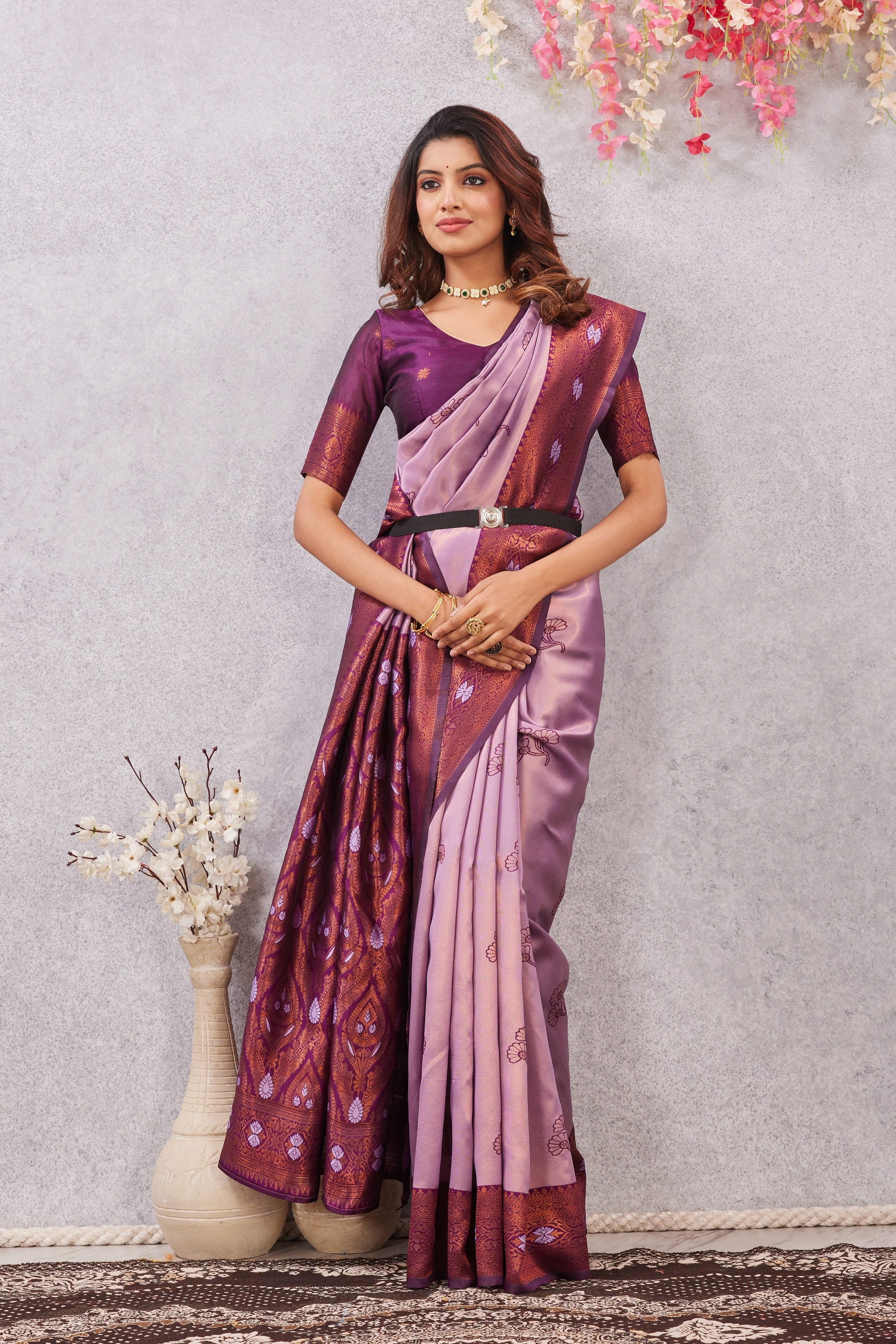Wine Purple Banarasi Silk Saree with Rich Pallu & Elegant Jacquard Jari Work