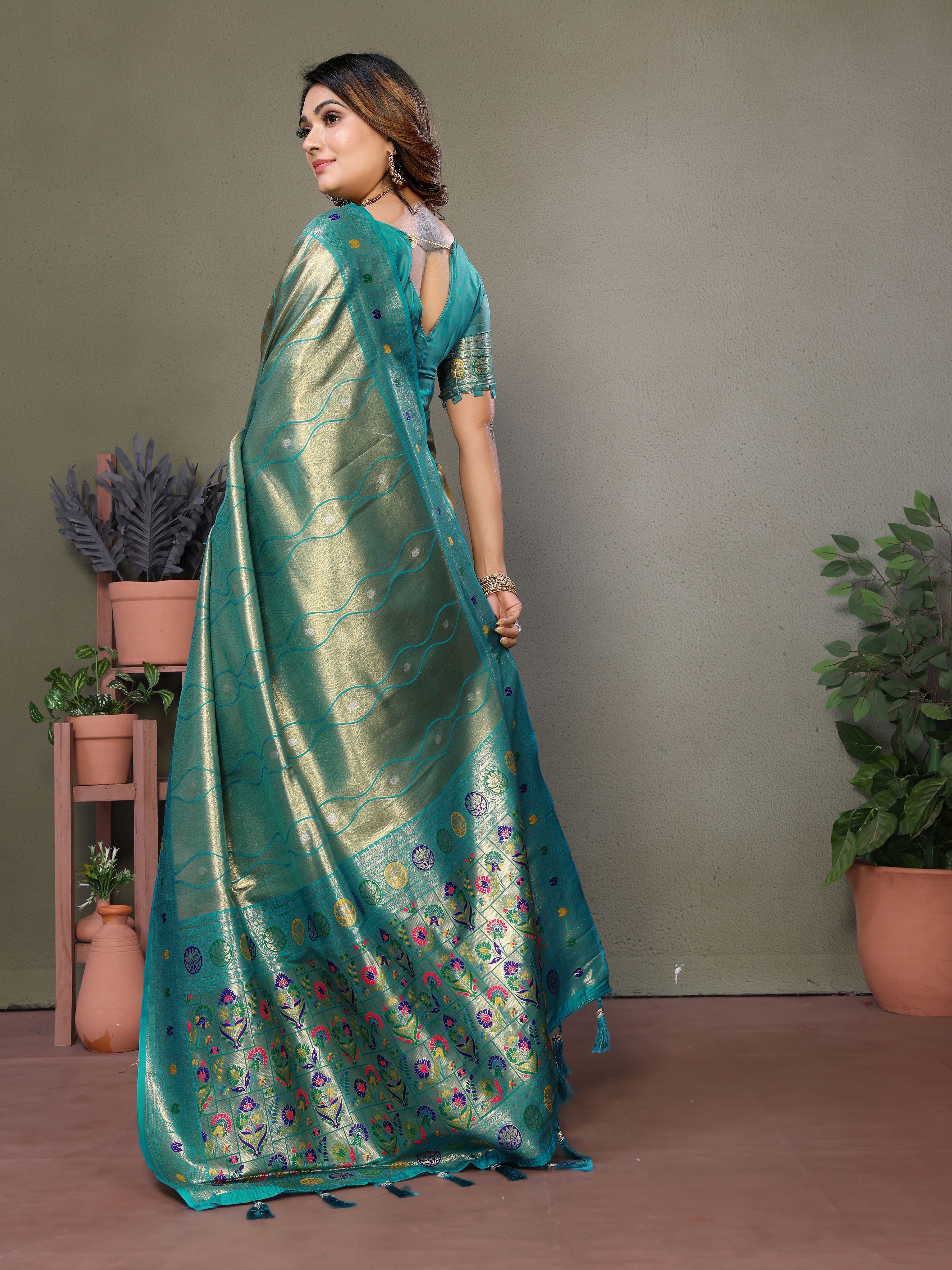 Woven Heavy Designer Banarasi Tissue Silk Grey Ethnic Ceremonial Saree