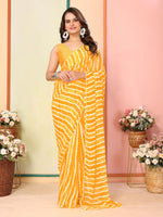 Yellow Beautiful Pinted Ready To Wear Ethnic Partywear Saree