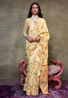 Yellow Cotton Saree With  Jacquard Woven Work
