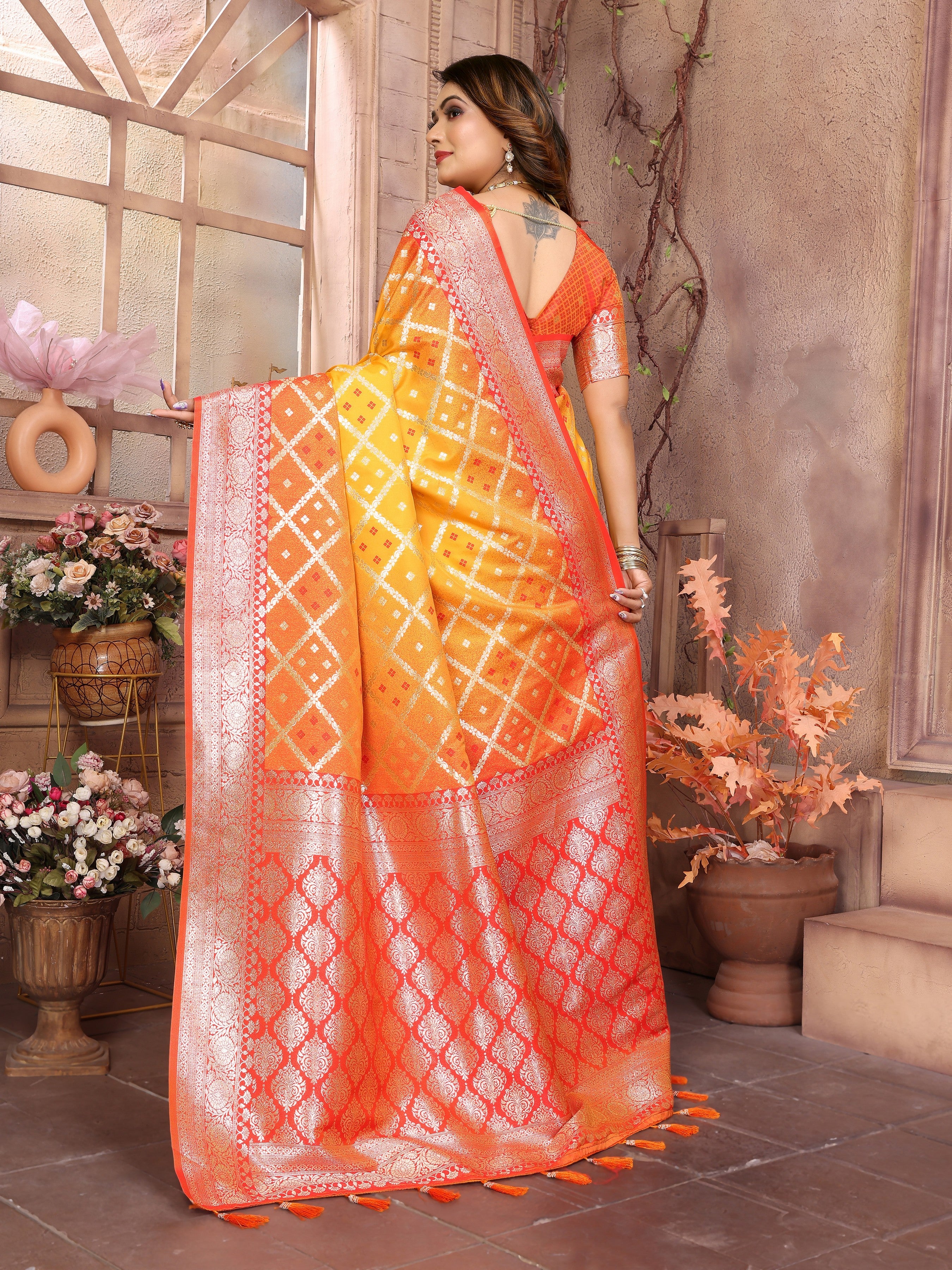 Yellow Kochi Silk Designer Ethnic Looks Party Saree