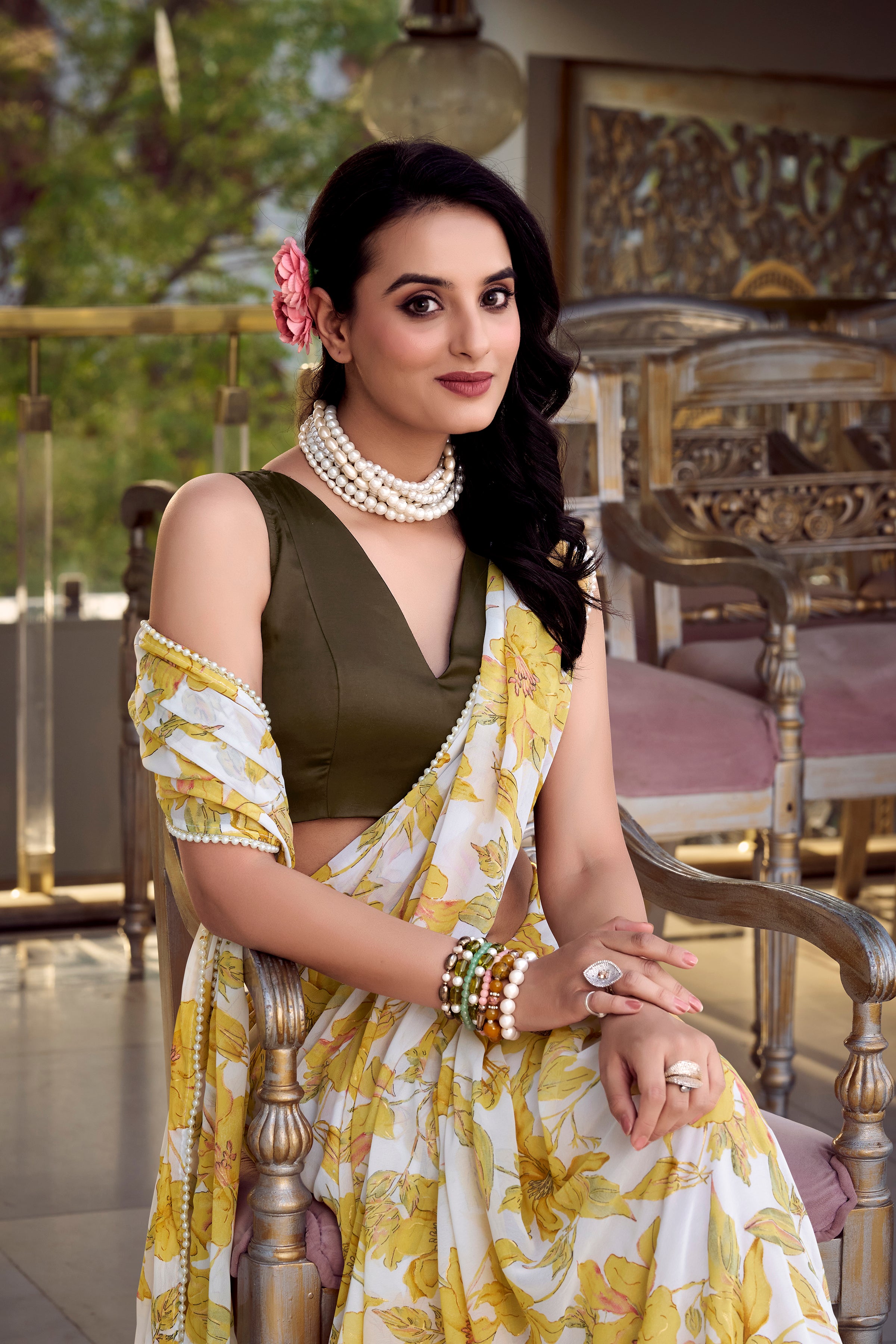 Yellow Weightless Marble Sarees for Effortless Elegance