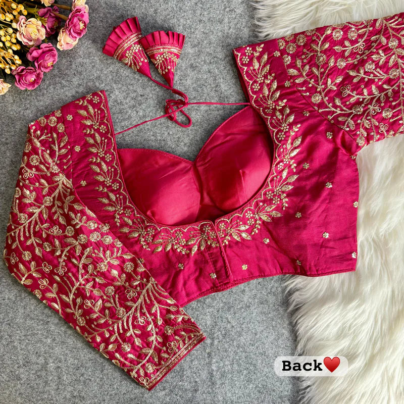 Morepeach Madhubala Vichitra Silk Blouse With Embroidery & Sequins Work